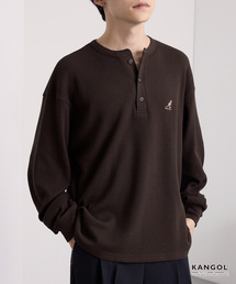 KANGOL/カンゴール 別注 ロゴ刺繍 オーバーサイズ ヘンリーネック サーマル長袖Tシャツ