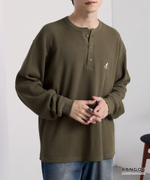 KANGOL（カンゴール）の「KANGOL カンゴール 別注 ロゴ刺繍 オーバーサイズ ヘンリーネック サーマル長袖Tシャツ（Tシャツ/カットソー）」