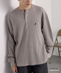 KANGOL（カンゴール）の「KANGOL カンゴール 別注 ロゴ刺繍 オーバーサイズ ヘンリーネック サーマル長袖Tシャツ（Tシャツ/カットソー）」