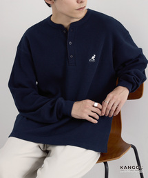 KANGOL（カンゴール）の「KANGOL カンゴール 別注 ロゴ刺繍 オーバーサイズ ヘンリーネック サーマル長袖Tシャツ（Tシャツ/カットソー）」