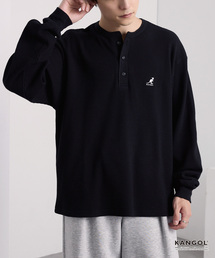 KANGOL（カンゴール）の「KANGOL カンゴール 別注 ロゴ刺繍 オーバーサイズ ヘンリーネック サーマル長袖Tシャツ（Tシャツ/カットソー）」