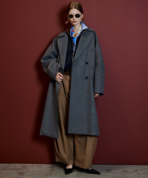 MAISON SPECIAL(メゾンスペシャル)の「【2026Autumn PRE-ORDER】Super 140 Balloon Sleeve Wool Long Coat/スーパー140バルーンスリーブウールロングコート(チェスターコート・レディース・ブラウン/ブルー/グレー/ホワイト/ブラック/ピンク・36/38)」の3枚目の写真