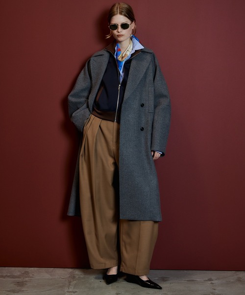MAISON SPECIAL(メゾンスペシャル)の「【2026Autumn PRE-ORDER】Super 140 Balloon Sleeve Wool Long Coat/スーパー140バルーンスリーブウールロングコート(チェスターコート・レディース・ブラウン/ブルー/グレー/ホワイト/ブラック/ピンク・36/38)」の7枚目の写真