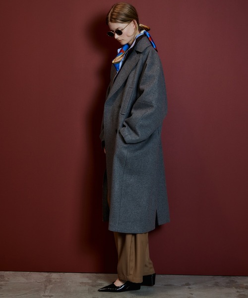 MAISON SPECIAL(メゾンスペシャル)の「【2026Autumn PRE-ORDER】Super 140 Balloon Sleeve Wool Long Coat/スーパー140バルーンスリーブウールロングコート(チェスターコート・レディース・ブラウン/ブルー/グレー/ホワイト/ブラック/ピンク・36/38)」の8枚目の写真