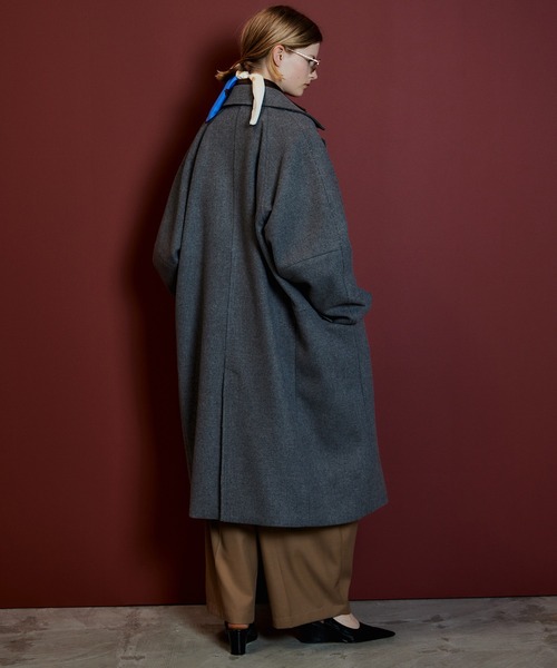 MAISON SPECIAL(メゾンスペシャル)の「【2026Autumn PRE-ORDER】Super 140 Balloon Sleeve Wool Long Coat/スーパー140バルーンスリーブウールロングコート(チェスターコート・レディース・ブラウン/ブルー/グレー/ホワイト/ブラック/ピンク・36/38)」の10枚目の写真
