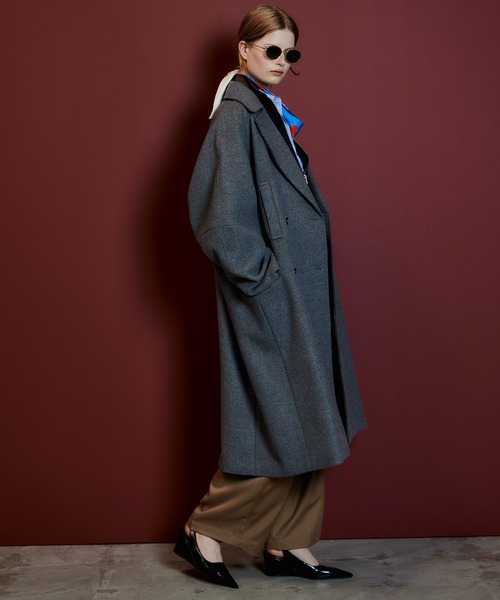 MAISON SPECIAL(メゾンスペシャル)の「【2026Autumn PRE-ORDER】Super 140 Balloon Sleeve Wool Long Coat/スーパー140バルーンスリーブウールロングコート(チェスターコート・レディース・ブラウン/ブルー/グレー/ホワイト/ブラック/ピンク・36/38)」の9枚目の写真