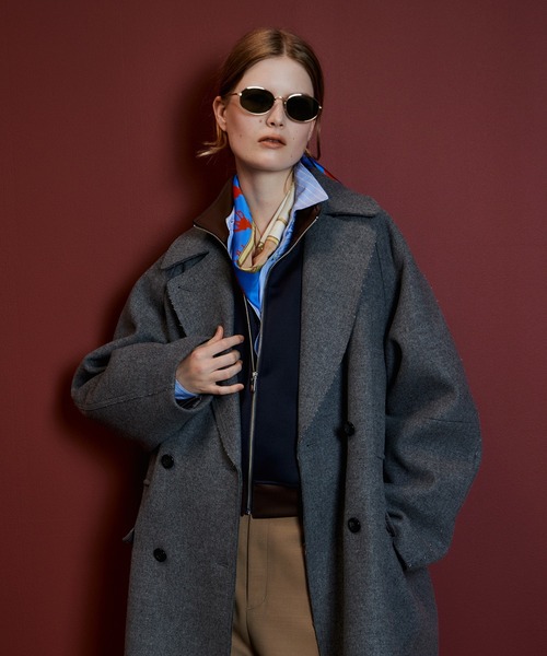 MAISON SPECIAL(メゾンスペシャル)の「【2026Autumn PRE-ORDER】Super 140 Balloon Sleeve Wool Long Coat/スーパー140バルーンスリーブウールロングコート(チェスターコート・レディース・ブラウン/ブルー/グレー/ホワイト/ブラック/ピンク・36/38)」の11枚目の写真