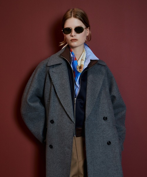 MAISON SPECIAL(メゾンスペシャル)の「【2026Autumn PRE-ORDER】Super 140 Balloon Sleeve Wool Long Coat/スーパー140バルーンスリーブウールロングコート(チェスターコート・レディース・ブラウン/ブルー/グレー/ホワイト/ブラック/ピンク・36/38)」の12枚目の写真