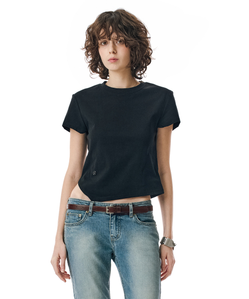 SECONDMONO（セカンドモノローグ）の「W. Oblique Slim Fit Short Sleeve T-Shirt [BLACK]_SEWTS005BLACK（Tシャツ/カットソー・レディース・その他・FREE）」の3枚目の写真