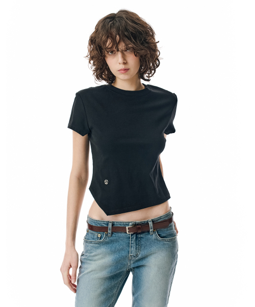 SECONDMONO（セカンドモノローグ）の「W. Oblique Slim Fit Short Sleeve T-Shirt [BLACK]_SEWTS005BLACK（Tシャツ/カットソー・レディース・その他・FREE）」の4枚目の写真