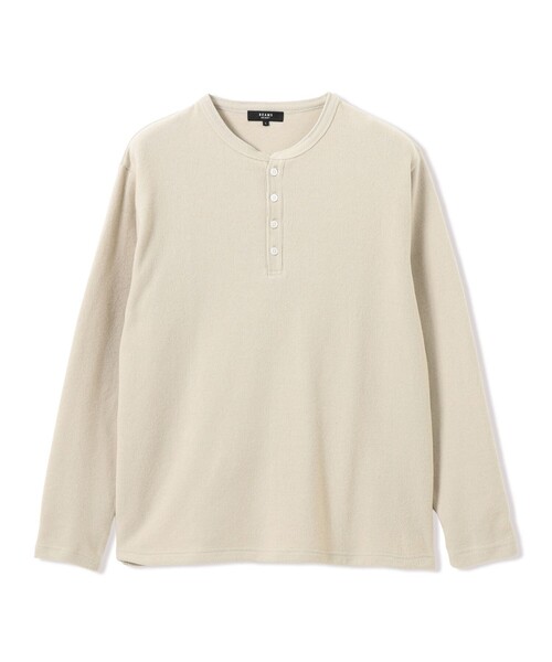 BEAMS HEART(ビームスハート)の「微起毛 ダブルフェイス ヘンリーネック カットソー(Tシャツ/カットソー・メンズ・ベージュ/ブラック・S/L/M/XL)」の2枚目の写真