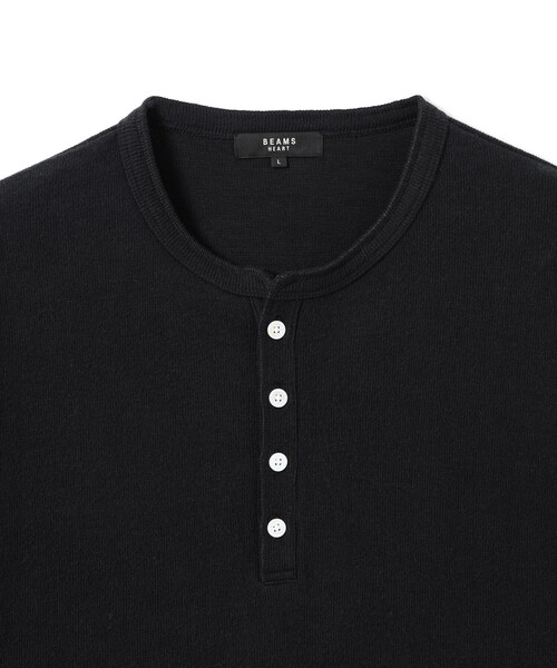 BEAMS HEART(ビームスハート)の「微起毛 ダブルフェイス ヘンリーネック カットソー(Tシャツ/カットソー・メンズ・ベージュ/ブラック・S/L/M/XL)」の8枚目の写真