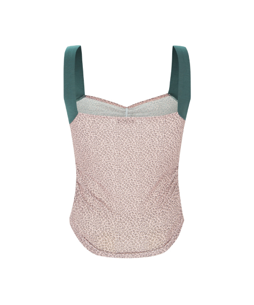 PLEASENOFOLLOW(プリーズノーフォロー)の「Macy Leopard Shirring Sleeveless Top (Mute Pink)(Tシャツ/カットソー・レディース・その他・FREE)」の3枚目の写真