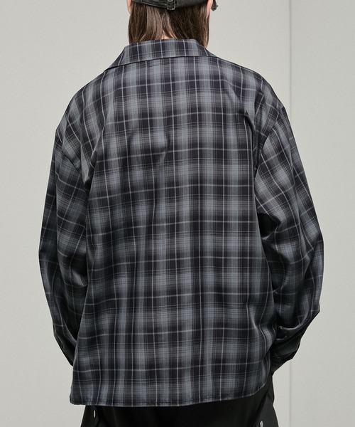 Alfred Alex】Drapy Open Collar Check Shirt / オープンカラー