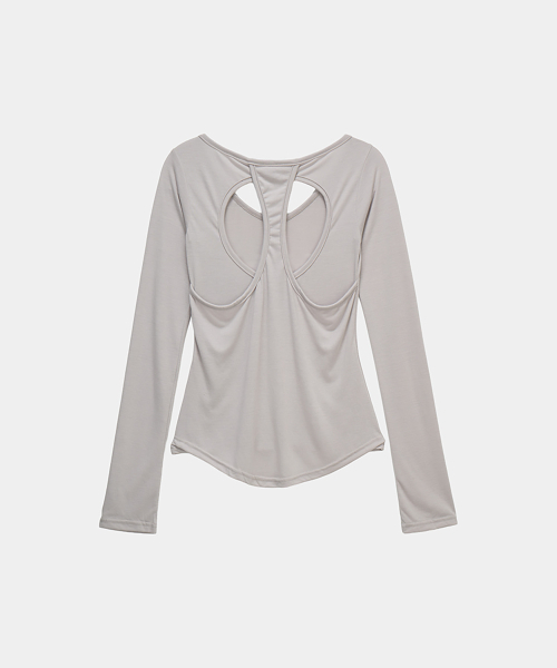 ETRE AU SOMMET(エトレオソメ)の「Back Double Cross Printing Long Sleeve (Gray)(Tシャツ/カットソー・レディース・チャコールグレー・FREE)」の7枚目の写真