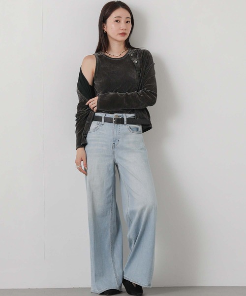 Gready Brilliant(グレディブリリアン)の「ベロア2wayクルーロングスリーブ(その他トップス・レディース・チャコールグレー/ブラック・38)」の9枚目の写真