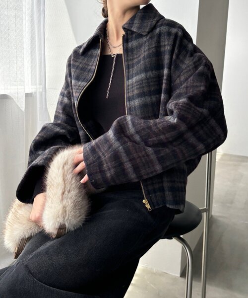 DouDou(ドゥドゥ)の「ジップアップショートコート(その他アウター・レディース・ネイビー/グレー/ホワイト系その他・FREE)」の21枚目の写真