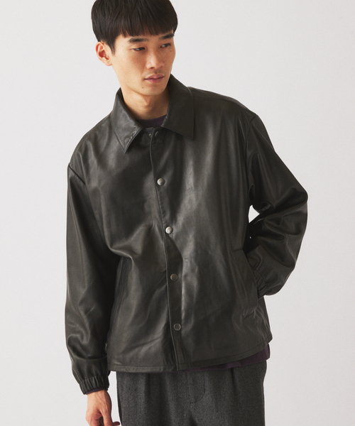 JOURNAL STANDARD relume(ジャーナルスタンダード レリューム)の「ラムレザー コーチジャケット(ライダースジャケット・メンズ・ブラック・MEDIUM/LARGE)」の6枚目の写真