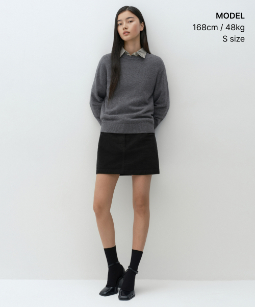 MUSINSA STANDARD WOMAN（ムシンサスタンダードウーマン）の「[ビクトリアウール] レディース クルーネックニット [ヘザーグレー]（ニット/セーター・レディース・その他・SMALL/MEDIUM/LARGE/X-SMALL）」の2枚目の写真