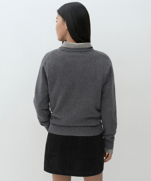 MUSINSA STANDARD WOMAN（ムシンサスタンダードウーマン）の「[ビクトリアウール] レディース クルーネックニット [ヘザーグレー]（ニット/セーター・レディース・その他・SMALL/MEDIUM/LARGE/X-SMALL）」の3枚目の写真