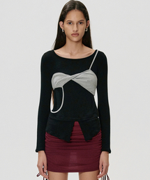Twisted Bra Layer T-shirt_BLACK