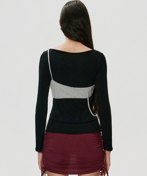 KIMZISU(キムジス)の「Twisted Bra Layer T-shirt_BLACK(Tシャツ/カットソー・レディース・ブラック・SMALL/MEDIUM)」の3枚目の写真