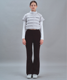 KNIT FLARE PANTS - BLACK
