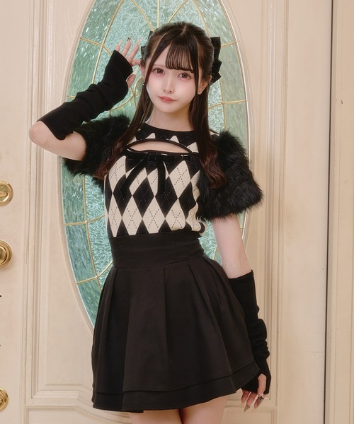 Pal elfy(パルエルフィー)の「アームウォーマー付き袖ファーニット(カーディガン/ボレロ・レディース・ピンク/ブラック/ブラウン系その他・フリー)」の6枚目の写真
