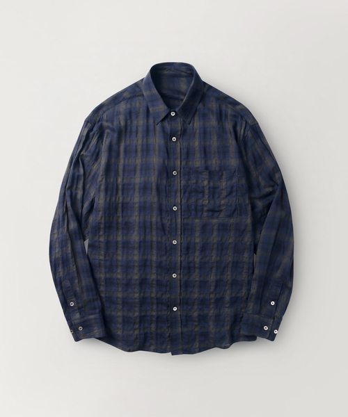 INDUST(インダスト)の「チェックシャツ(ネイビー)(シャツ/ブラウス・レディース・ネイビー・1(S)/2(M)/3(L))」の1枚目の写真