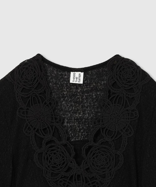THINGS THAT MATTER（シングス ザット マター）の「MICROCOSMOS LACE SHEER TOPS / マイクロコスモス レース シアー トップス（シャツ/ブラウス・レディース・ネイビー/ブラック・FREE）」の5枚目の写真