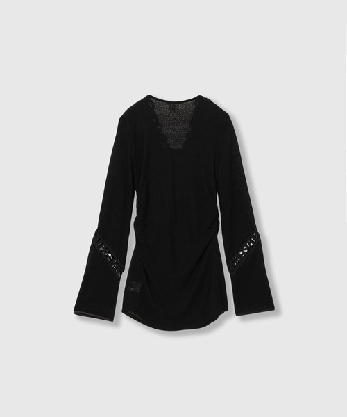 THINGS THAT MATTER（シングス ザット マター）の「MICROCOSMOS LACE SHEER TOPS / マイクロコスモス レース シアー トップス（シャツ/ブラウス・レディース・ネイビー/ブラック・FREE）」の6枚目の写真