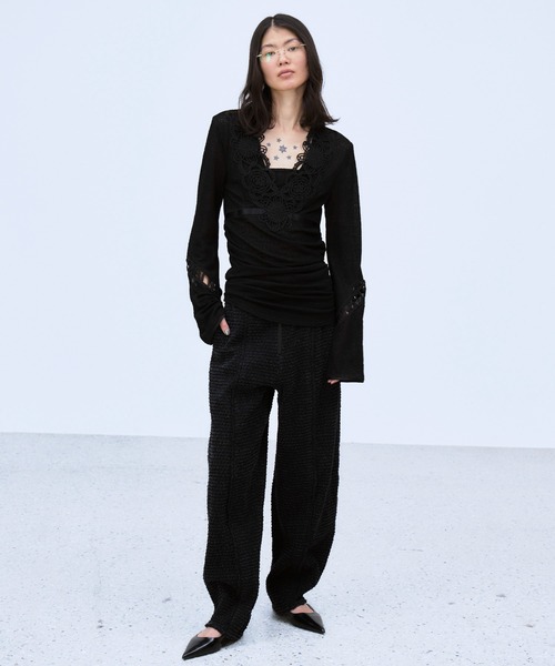 THINGS THAT MATTER（シングス ザット マター）の「MICROCOSMOS LACE SHEER TOPS / マイクロコスモス レース シアー トップス（シャツ/ブラウス・レディース・ネイビー/ブラック・FREE）」の17枚目の写真