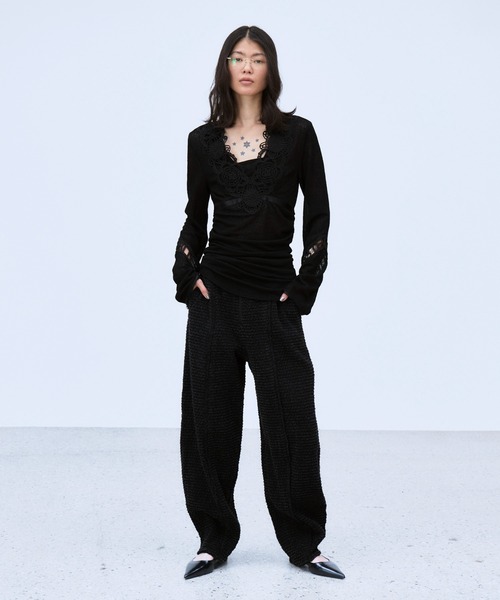 THINGS THAT MATTER（シングス ザット マター）の「MICROCOSMOS LACE SHEER TOPS / マイクロコスモス レース シアー トップス（シャツ/ブラウス・レディース・ネイビー/ブラック・FREE）」の18枚目の写真