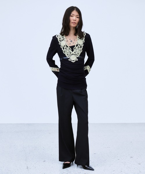 THINGS THAT MATTER（シングス ザット マター）の「MICROCOSMOS LACE SHEER TOPS / マイクロコスモス レース シアー トップス（シャツ/ブラウス・レディース・ネイビー/ブラック・FREE）」の12枚目の写真