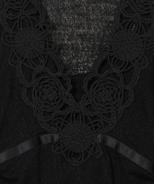 THINGS THAT MATTER（シングス ザット マター）の「MICROCOSMOS LACE SHEER TOPS / マイクロコスモス レース シアー トップス（シャツ/ブラウス・レディース・ネイビー/ブラック・FREE）」の3枚目の写真