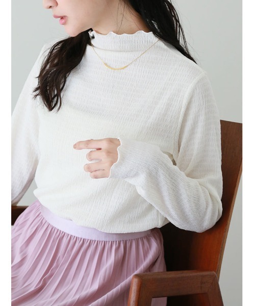 fifth(フィフス)の「カットシャーリングボトルネックロンT(Tシャツ/カットソー・レディース・ブルー/アイボリー/グレイッシュベージュ・M)」の5枚目の写真