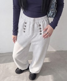 ナポレオン風ボタンスウェットワイドパンツ