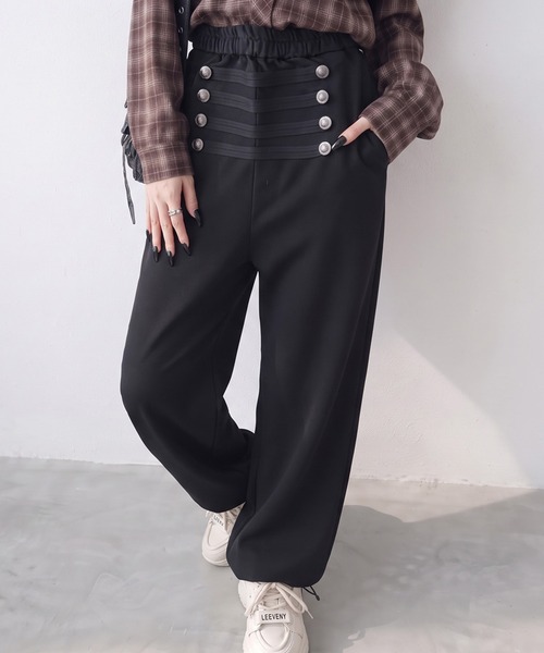non-hedge(ノンヘッジ)の「ナポレオン風ボタンスウェットワイドパンツ(その他パンツ・レディース・ブラウン/オートミール/ネイビー/ブラック・FREE)」の2枚目の写真