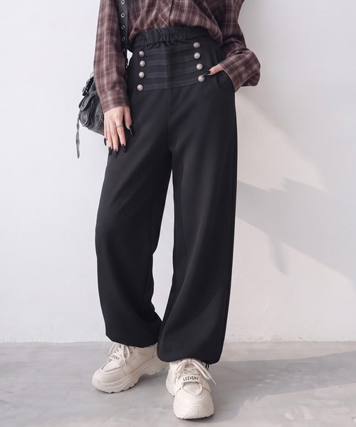 non-hedge(ノンヘッジ)の「ナポレオン風ボタンスウェットワイドパンツ(その他パンツ・レディース・ブラウン/オートミール/ネイビー/ブラック・FREE)」の5枚目の写真