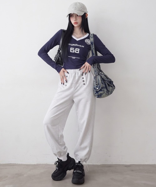 non-hedge(ノンヘッジ)の「ナポレオン風ボタンスウェットワイドパンツ(その他パンツ・レディース・ブラウン/オートミール/ネイビー/ブラック・FREE)」の19枚目の写真
