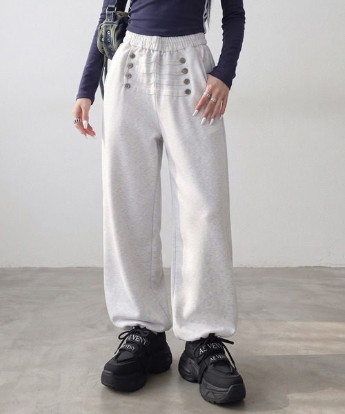 non-hedge(ノンヘッジ)の「ナポレオン風ボタンスウェットワイドパンツ(その他パンツ・レディース・ブラウン/オートミール/ネイビー/ブラック・FREE)」の12枚目の写真