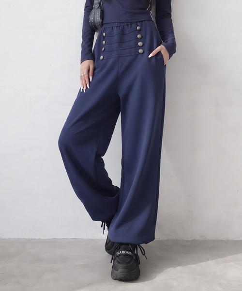 non-hedge(ノンヘッジ)の「ナポレオン風ボタンスウェットワイドパンツ(その他パンツ・レディース・ブラウン/オートミール/ネイビー/ブラック・FREE)」の8枚目の写真