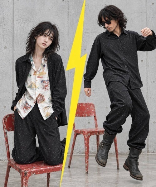 KAMINARI_TOKIO(カミナリトキオ)の「ラインストーンウオッシュセットアップ(セットアップ・レディース・ブラック/グレー・FREE)」の3枚目の写真