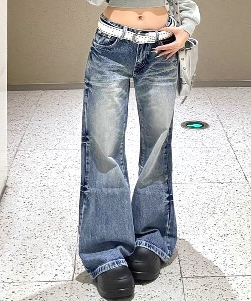 Riff(リフ)の「ウォッシュ加工デニムパンツ(デニムパンツ・レディース・ブルー・S/M/L)」の5枚目の写真
