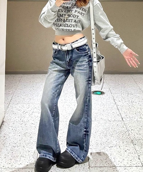 Riff(リフ)の「ウォッシュ加工デニムパンツ(デニムパンツ・レディース・ブルー・S/M/L)」の7枚目の写真