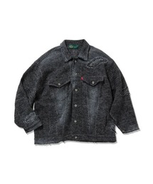 gim context（ジムコンテキスト）の「Hard Damaged Black Denim Knit Jacket（ブルゾン）」
