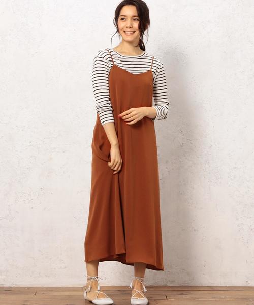 green label relaxing（グリーンレーベルリラクシング）の「KF Pドビー キャミ ワンピース（ワンピース・レディース・ブラック/オレンジ系その他・FREE）」の14枚目の写真