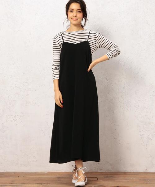 green label relaxing（グリーンレーベルリラクシング）の「KF Pドビー キャミ ワンピース（ワンピース・レディース・ブラック/オレンジ系その他・FREE）」の4枚目の写真