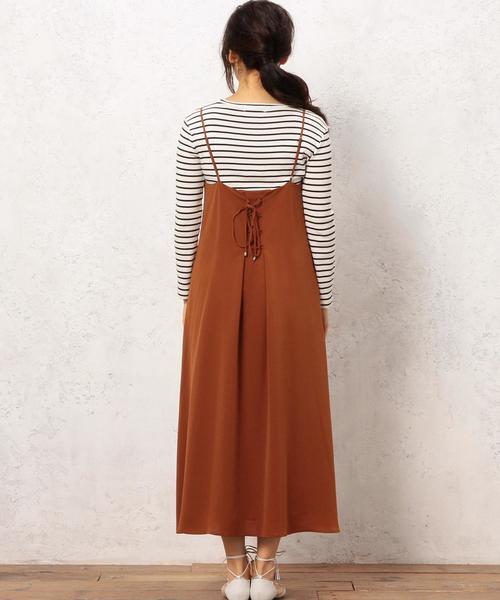 green label relaxing（グリーンレーベルリラクシング）の「KF Pドビー キャミ ワンピース（ワンピース・レディース・ブラック/オレンジ系その他・FREE）」の13枚目の写真