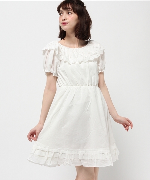 earth music&ecology（アースミュージックアンドエコロジー）の「【2016Summer】コットンレースワンピース（ワンピース・レディース・ブラック/ホワイト/ピンク・FREE）」の2枚目の写真